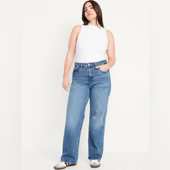 Old Navy | Women’s Medium Blue Denim Wide Leg Extra High Rise Jeans, size 10 - Picture 1 of 16